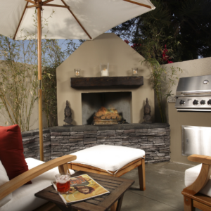 Outdoor Patio fireplace kitchen
